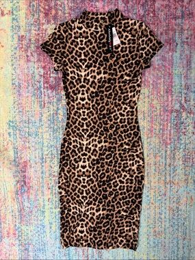 Absolutely Leopard Print Midi Dress in Brown and Black